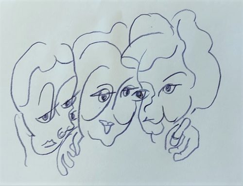 JPD, young girls, pen.
